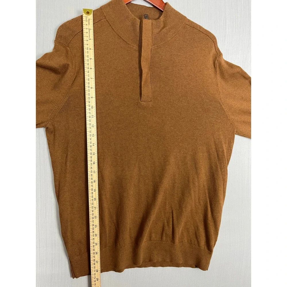 Banana Republic Quarter Zip Sweater Men L Brown Premium Luxe‎ Yarn Silk Cashmere